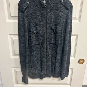 Rock & Republic Mens Size L Black zip up sweater